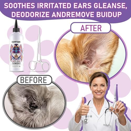 Dog Ear Hair Removal Tool Kit - Ear Powder, Safety Round Tip Scissors & Hemostat, Helps Reduce Wax & Odor, Grooming Kit for Schnauzers, Poodles & Breeds with Ear Hair, Calms Itchy Ears - Image 6