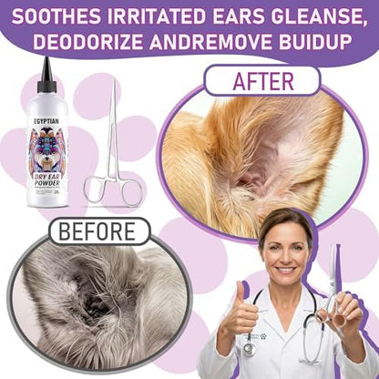 Dog Ear Hair Removal Tool Kit - Ear Powder, Safety Round Tip Scissors & Hemostat, Helps Reduce Wax & Odor, Grooming Kit for Schnauzers, Poodles & Breeds with Ear Hair, Calms Itchy Ears - Image 6