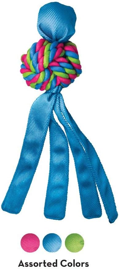KONG - Wubba Weaves with Rope - Durable Dog Fetch and Chew Toy, Cleans Teeth - for Large Dogs (Colors Vary)