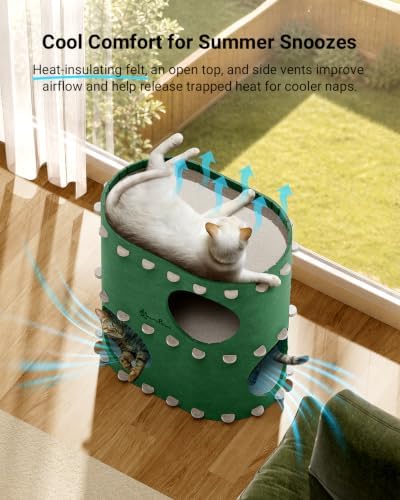 DownyPaws Cat House for Indoor Cats, 2-Storey Cat Bed Cave, Forest - Image 4