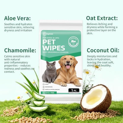 Pet Wipes 60 Count for Dogs, Cats & Small Animals,Plant-Based Hypoallergenic Dog Wipes for Paws, Butt, and Anal Gland Care, Quick Clean & Deodorize - Image 3