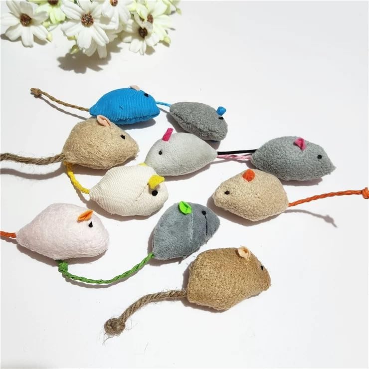 8 Pcs Plush Catnip Mice Toys with Catnip Bag- Interactive Cat Toys for Indoor Cats, Durable Stress Relief Eco-Friendly Small Mouse Chew Playthings（Color Random） by Caticalife