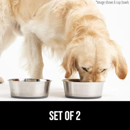GORILLA GRIP Dog Bowl, Holds 4 Cups (32 fl oz), Food Grade 304 Stainless Steel Food and Water Bowl for Feeding Dogs and Cats, BPA Free Rubber Base, Easy Clean, Dishwasher Safe, Rust Resistant, Gray