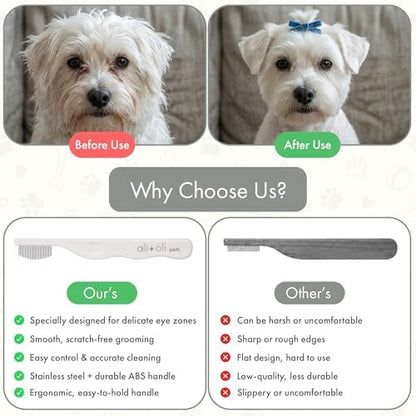 Ali+Oli Pets Eye Comb for Dogs & Cats – Fine Tooth Tear Stain Remover Comb – Pet Face Grooming Comb for Removing Eye Gunk, Debris & Tear Stains - Image 5