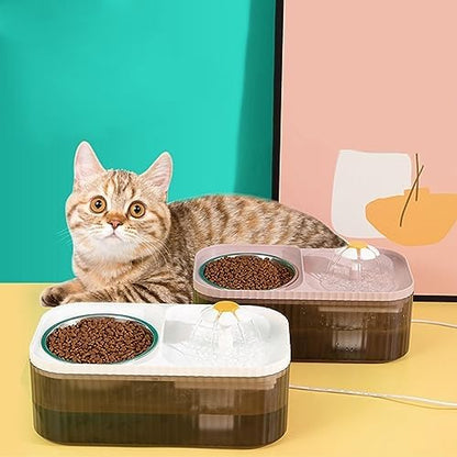 2 in 1 Cat Fountain and Food Bowl, Automatic Pet Water Dispenser, Cat Feeding and Watering Supplies (Filters) - Image 4
