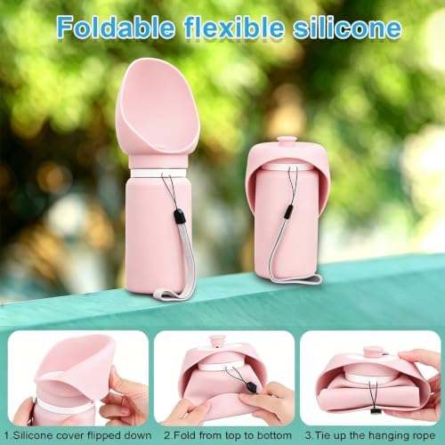 Dog Water Bottle Portable, Large Wide-Mouth Drinking Bowl (Pink) - Image 2
