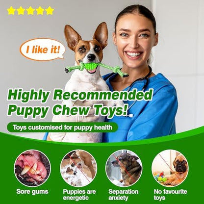 Puppy Toys 5 Pack for High Energy Puppies,Puppy Teething Toys Rubber and Rope,Durable Dog Chew Toys for Aggressive Chewers,Tug of War Dog Toys,Puppy Chew Toys for Teething - Image 2
