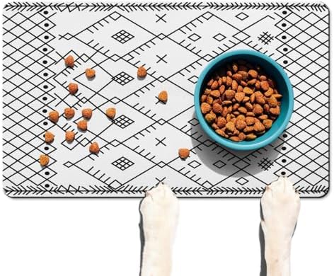 Absorbent Pet Dog Bowl Mat for Food and Water, Pet Cat Food Feeding Mat with Non Slip Rubber Backing, Dog Food Mats for Floors Waterproof, 17"x30" by Ideasonna