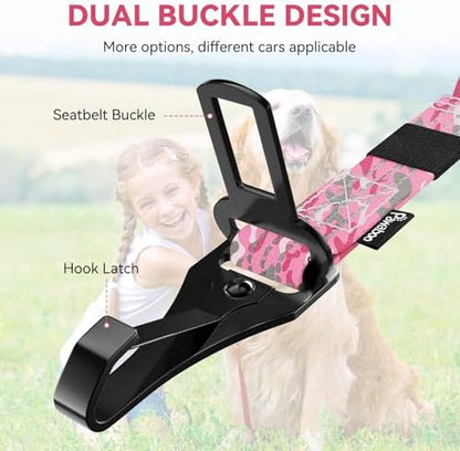 Pawaboo 2Pack Dog Car Seatbelt, 3-in-1 Dog Tether with Buckle & Hook Latch - Image 3