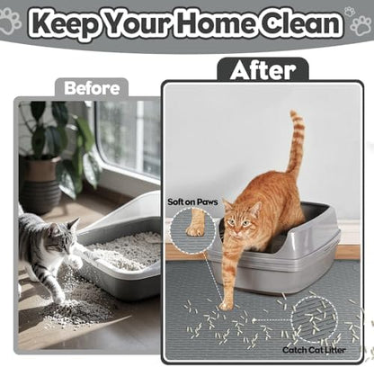 Silicone Cat Litter Mat for Litter Box 34”x22” Large Cat Mat, Dark Grey - Image 2