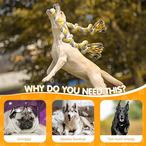 Norvy XXL 6-Knot Dog Rope Toy for Large Dogs Aggressive Chewers 40in Long Heavy Duty Rope Toy Almost Durable Dog Tug Toy Puppy Cotton - Image 4