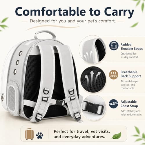 Expandable Cat Carrier Backpack with Bubble Window, Grey - Image 5