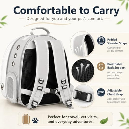 Expandable Cat Carrier Backpack with Bubble Window, Grey - Image 5