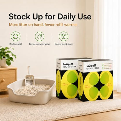 Clumping Cat Litter Tofu, Low Dust Fast Clumping Low Tracking Light Milk Scent Flushable, Plant-Based Pea Fiber & Corn Starchin Small Amounts 2-Pack (11 lb Each, 22 lb Total) - Image 3