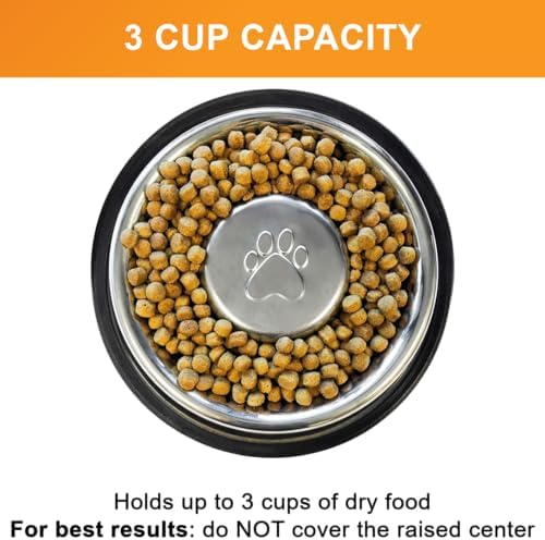 Neater Pet Brands Stainless Steel Slow Feed Bowl - Non-Tip & Non-Skid - Stops Dog Food Gulping, Bloat, Indigestion, and Rapid Eating (3 Cup) - Image 2