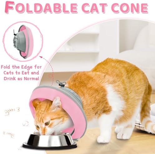 Cat Cone Collar Soft to Stop Licking, Adjustable, Foldable Lightweight Kitten Cones After Surgery Recovery for Cats & Kittens, Cat Cone Alternative, Easy Eating (Solid Pink, S) - Image 3
