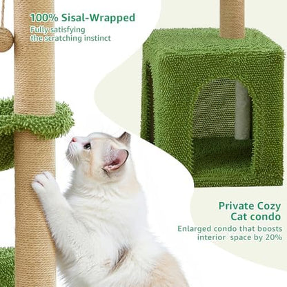 Woochpet Large Cat Tree for Indoor Cats, Multi-Functional Comfy Cat Bed-48in Tall Cat Tower with Scratching Post, Cozy Hammock for Kittens and Adult Cats, Cute Condo with Toy - Image 5