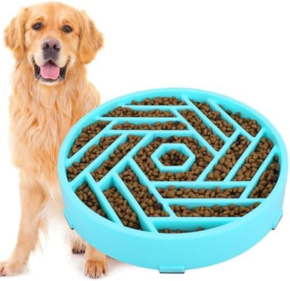 TOBYTO Slow Feeder Dog Bowls Large Medium Breed,Anti-Choking Slow Eating Dog Food Bowl,Non Slip Pet Slower Food Feeding Bowls Large Puzzle Slow Feeder Bloat Stop Maze Dog Dishes,Blue by TOBYTO