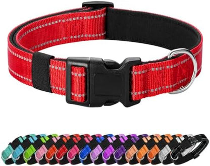 Reflective Dog Collar, Adjustable Nylon for Puppy, Red XS by Penseepet