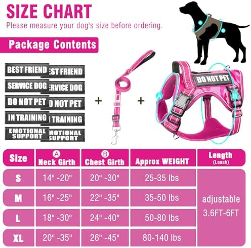 Tactical Service Dog Vest and Leash Set with 10 Patches Camo Pink S - Image 5
