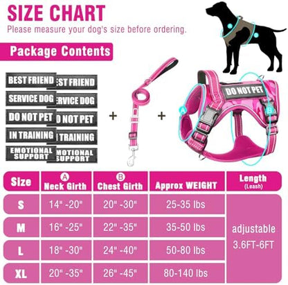 Tactical Service Dog Vest and Leash Set with 10 Patches Camo Pink S - Image 5