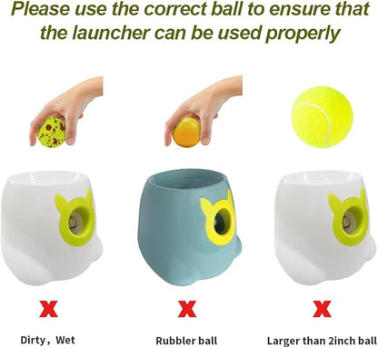 BESTHLS Automatic Dog Ball Launcher & 22pcs 2inch Tennis/Rubber Ball for Small Medium Dogs Fetching Distance 10-30ft (Purple)