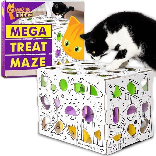 Cat Amazing MEGA – Cat Treat Puzzle Box – Interactive Food Maze – Cat Puzzle Feeder – Treat Box for Indoor Cats – Enrichment Food Toy – Best Cat Toy for Cats! by CatAmazing