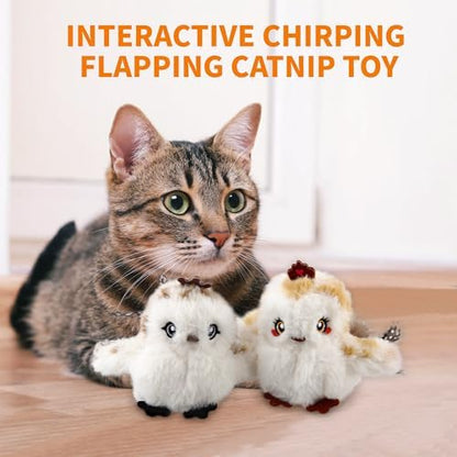 Gigwi Flappy Bird Cat Toy For Indoor Cats, Rechargeable Lifelike Sandpiper Interactive Flapping Bird Cat Toy Tweet, Flapping Wings & Lively Chirping, Catnip Toys For Kitten, Touch Activated (Couple) - Image 5