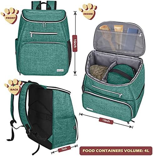 BAGLHER丨Dog Travel Bag Backpack, Airline Approved Pet Supplies Backpack, Dog Travel Bag with 2 Silicone Collapsible Bowls and 2 Food Baskets Green - Image 3