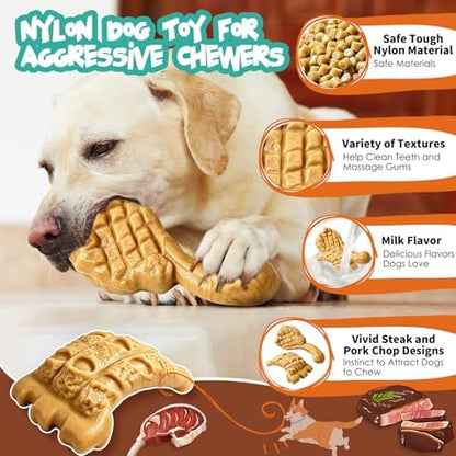 Fuufome Dog Chew Toys for Aggressive Chewers & Large Dogs Tough Nylon Bone - Image 3