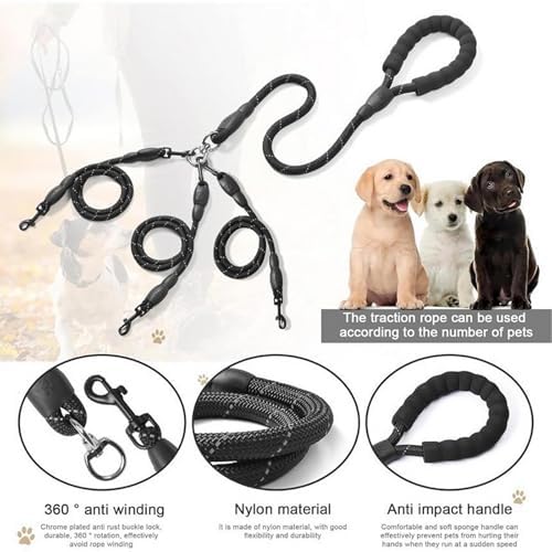 Double Dog Leash,No Tangle Dual Leash with Reflective Strips,Detachable 360° Swivel for Walking and Training Small Medium and Large Dogs(Blue,2 in 1) - Image 5