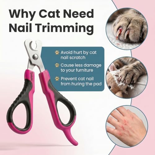 Tpotato Cat Nail Clipper with Nail File,Stainless Steel Cat Nail Trimmer for Indoor Cats,Professional Kitten Nail Clipper for Small Large Adult Cats Claws and Toenail - Image 6