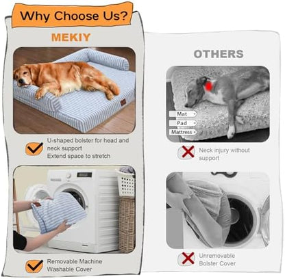 MEKIY Orthopedic Washable Dog Bed with Bolster for Medium to Large Dogs - Image 4