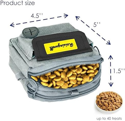 Raisingwell Dog Treat Pouch for Pet Walking and Training with Clicker Poop Bags and Three Bags Design Small Fanny Zipper Pack Holder for Puppy Snack Dispenser Kit for Leash and Outdoor Use (Gray) - Image 2