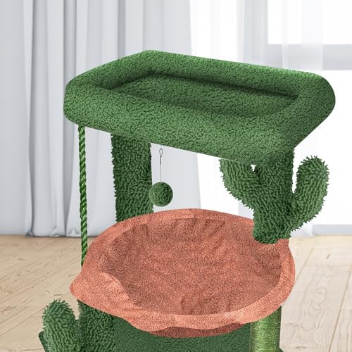 Wang Xin Four Layer Big Cat Tree with Huge Cat Condo and Two Hammocks Scratch Pad,Green - Image 4