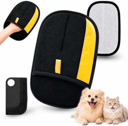 Pet Hair Remover Glove with Silicone Scraper – Reusable Electrostatic Lint & Fur Remover for Dog & Cat Hair on Couch, Carpet, Car Seat, Clothes & Laundry by Unknown