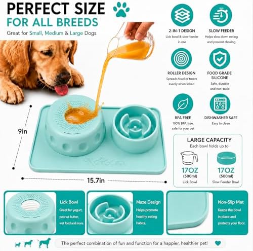 2 in 1 Silicone Slow Feeder Dog Bowl & Lick Bowl,Pet Feeding Bowl - Image 2