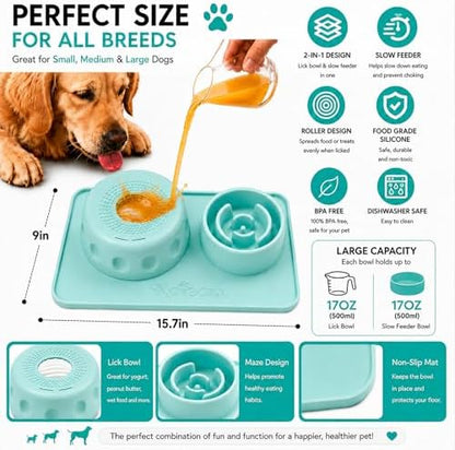 2 in 1 Silicone Slow Feeder Dog Bowl & Lick Bowl,Pet Feeding Bowl - Image 2