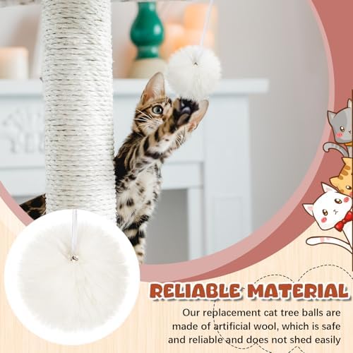 Simgoing Natural Rabbit Fur Cat Tree Ball Replacement Parts, Beige - Image 4