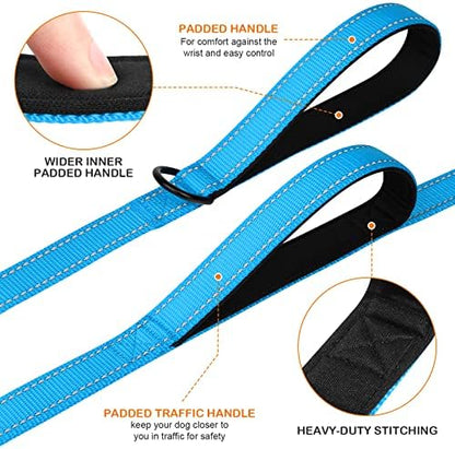 Joytale Dog Leash for Large Dogs that Pull, Double Handle, 6FT, Aqua Blue - Image 2