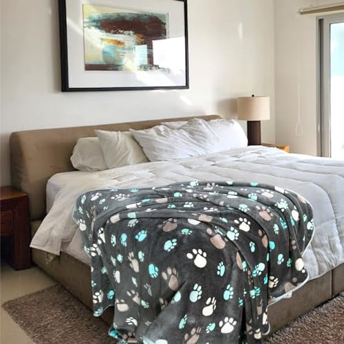 Dog Blankets for Large Dogs, 3 Pcs Dog Blanket Washable, Soft Fluffy Flannel Pet Blanket Mat Cover for Bed Couch, Cute Print Puppy Blanket 60" x 50" - Image 4