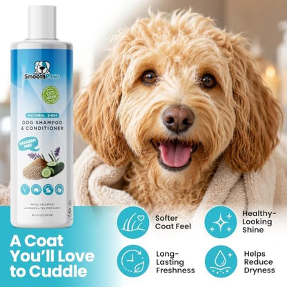 2-in-1 Natural Dog Shampoo & Conditioner – pH-Balanced for Dogs & Puppies | Gentle Oatmeal & Aloe Vera Formula for Sensitive Skin | Spiced Cucumber, Lavender & Tea Tree Scent | 16.9 oz | - Image 2