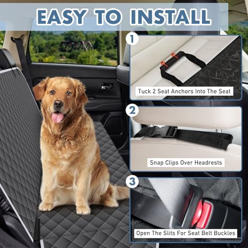 Waterproof Dog Backseat Cover for Cars, Non-Slip Pet Seat Protector,M-Grey - Image 3