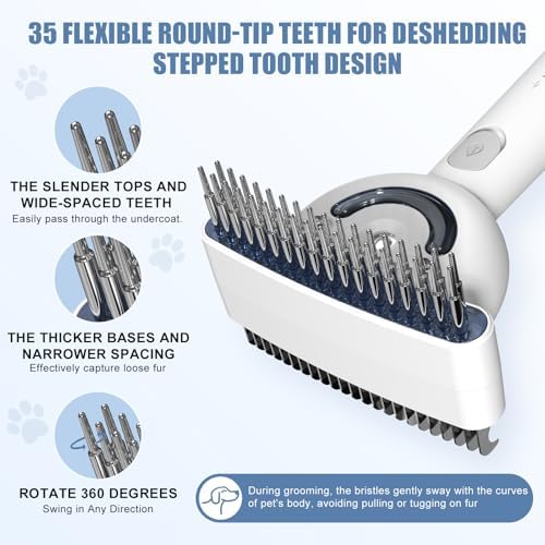 Double-Sided Pet Deshedding Dematting Comb, Steam Brush with 2 Spray Levels - Image 4