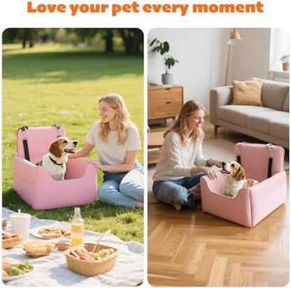 ALL GOOD PET SUPPLIES Dog Car Seat for Small/Medium Dogs Under 35lbs | Soft Memory Foam Booster Car Seat with Detachable Washable Cover and Elevated Cushion, Puppy Dog Car Bed - Image 5