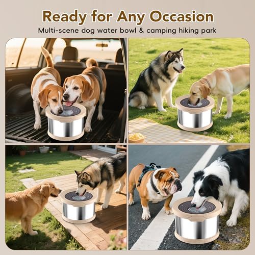 UPSKY 12L Dog Water Bowl No Spill Stainless Steel for Slow Drinking Beige - Image 5