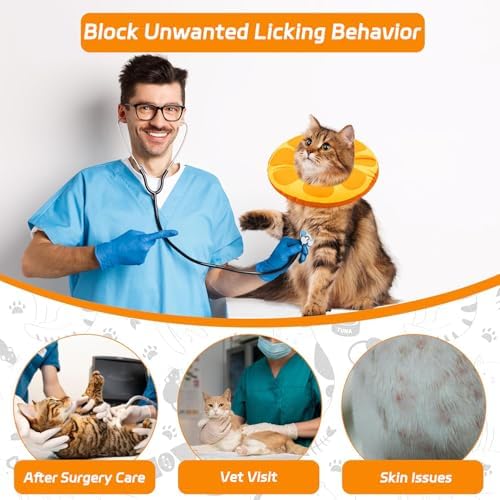 Seyezo Cat Cone Collar Soft, Adjustable Cat Recovery Cone, Orange, Large - Image 6
