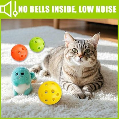 12Pcs Cat Ball Toy, Low Noise No Bells Holey Plastic Cat Balls, Funny Interactive Cats Toys for Indoor Cats, Firm Toy Balls for Kitten Puppy Ferret Bird (1.65") - Image 3