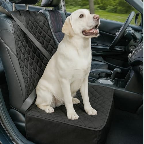 PAWISE Dog Front Seat Cover for Car,2-in-1 Full Protection Dog Car Seat Cover with Safety Belt, Waterproof Single Pet Seat Cover,Fits Trucks, SUVs, Jeep - Image 2
