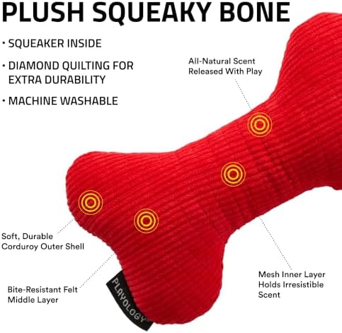 Playology Durable Plush Bone Toy - Crinkle Bone - Jumbo, Beef Scent - Image 2